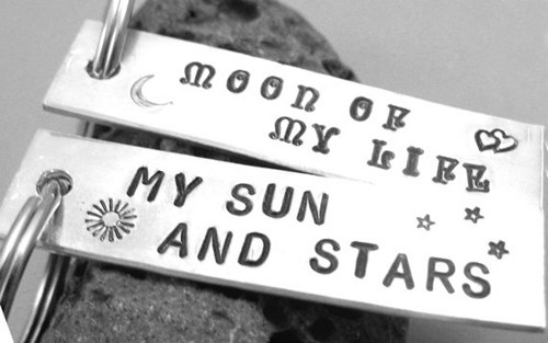 Moon Of My Life & My Sun And Stars Hand - Stamped Aluminum Keychain Pair
